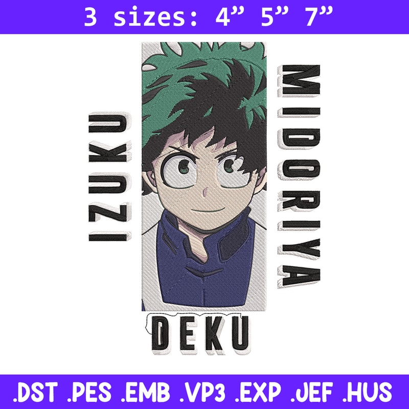 Deku poster Embroidery Design, Mha Embroidery, Embroidery File, Anime Embroidery, Anime shirt, Digital download.jpg