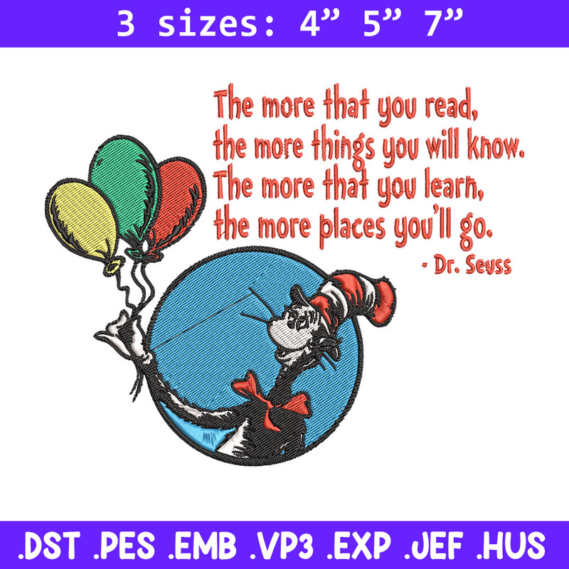 Dr Seuss with Balloon Embroidery Design, Dr Seuss Embroidery, Embroidery File, Embroidery design, Digital download..jpg
