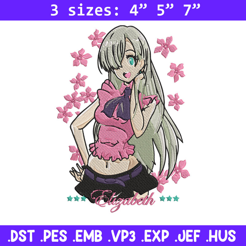 Elizabeth Embroidery Design, Seven Deadly Sins Embroidery, Embroidery File,Anime Embroidery,Anime shirt,Digital download.jpg