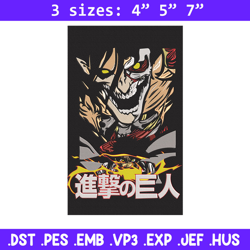 Eren poster Embroidery Design, Aot Embroidery, Embroidery File, Anime Embroidery, Anime shirt, Digital download..jpg