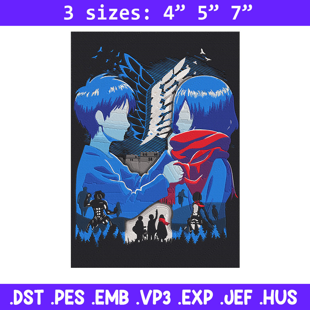 Eren x mikasa Embroidery Design, Aot Embroidery,Embroidery File, Anime Embroidery, Anime shirt, Digital download.jpg