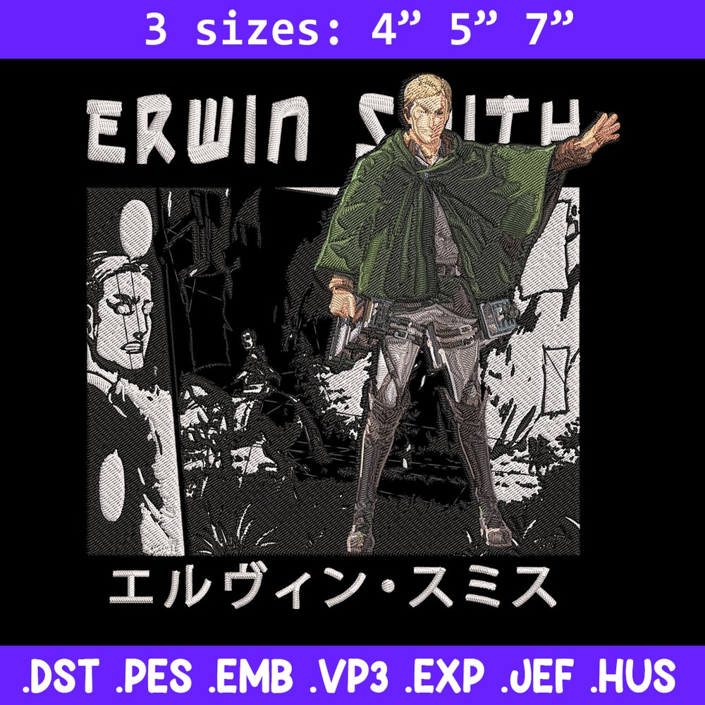 Erwin Smith Embroidery Design, Aot Embroidery, Embroidery File, Anime Embroidery, Anime shirt, Digital download.jpg