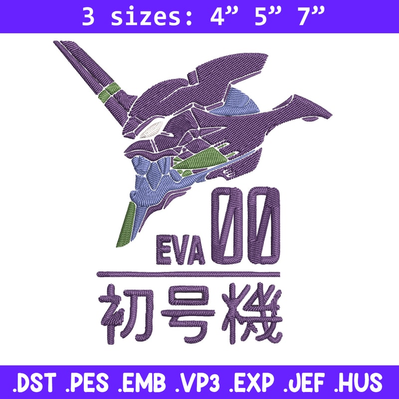 Eva 00 Evangelion Embroidery Design, Evangelion Embroidery,Embroidery File,Anime Embroidery,Anime shirt,Digital download.jpg