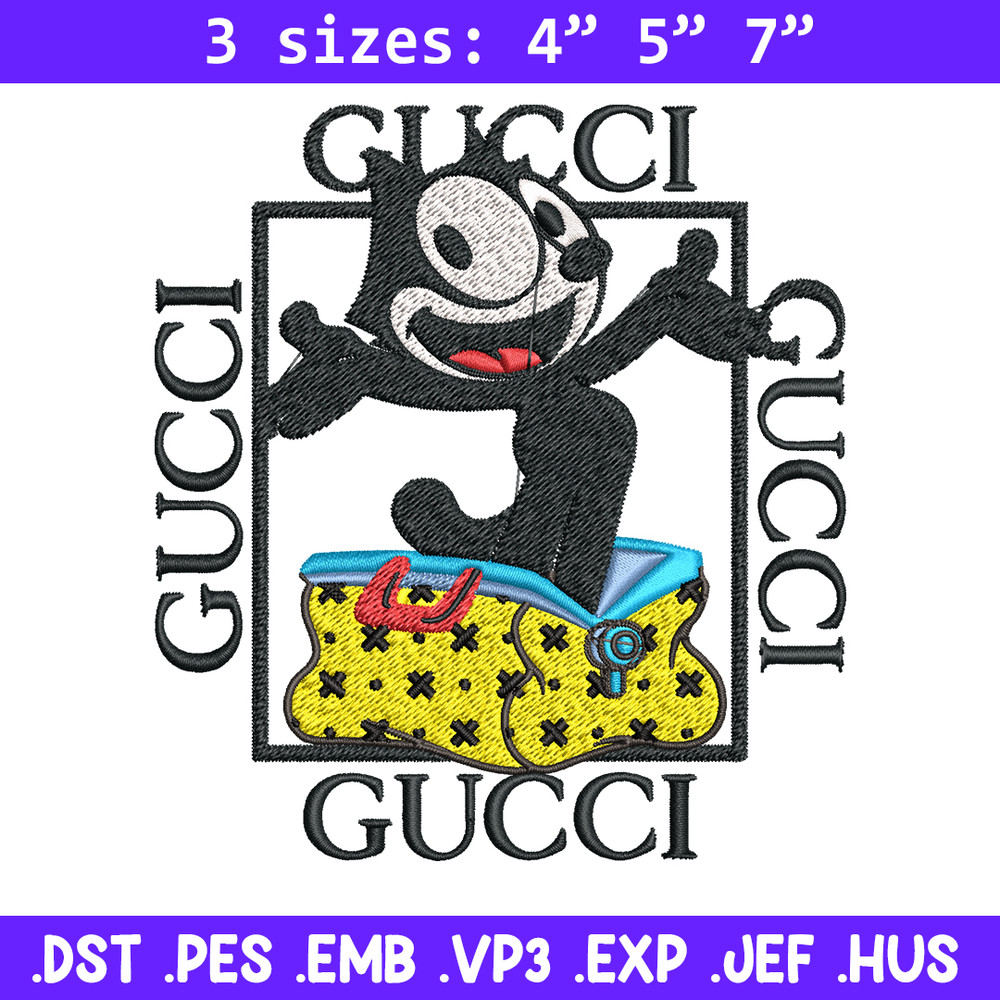 Felix The Cat Gucci Embroidery design, Felix The Cat Embroidery, cartoon design, Embroidery File, Digital download..jpg
