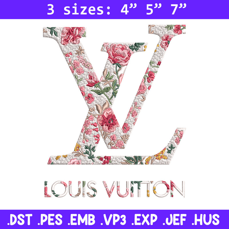 Flower louis vuitton Embroidery Design, Lv Embroidery, Embroidery File, Brand Embroidery, Logo shirt, Digital download.jpg