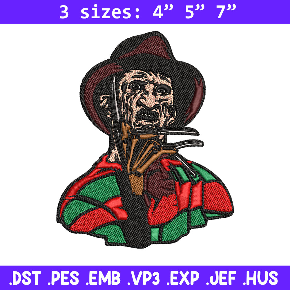 Freddy Krueger Embroidery design, Freddy horror Embroidery, horror design, Embroidery File, Digital download..jpg