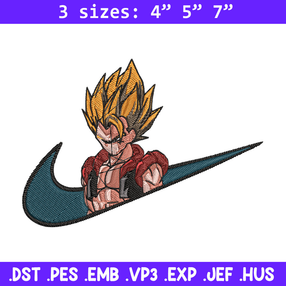 Gogeta x nike Embroidery Design, Dragonball Embroidery, Embroidery File, Nike Embroidery, Anime shirt, Digital download.jpg