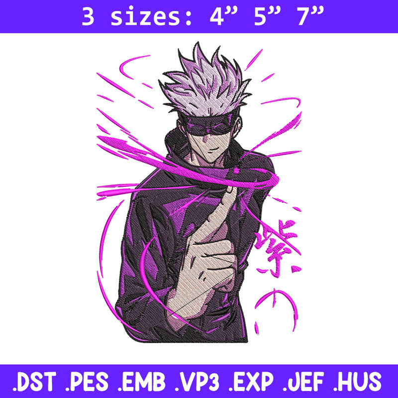 Gojo poster Embroidery Design, Jujutsu Embroidery, Embroidery File, Anime Embroidery, Anime shirt, Digital download..jpg