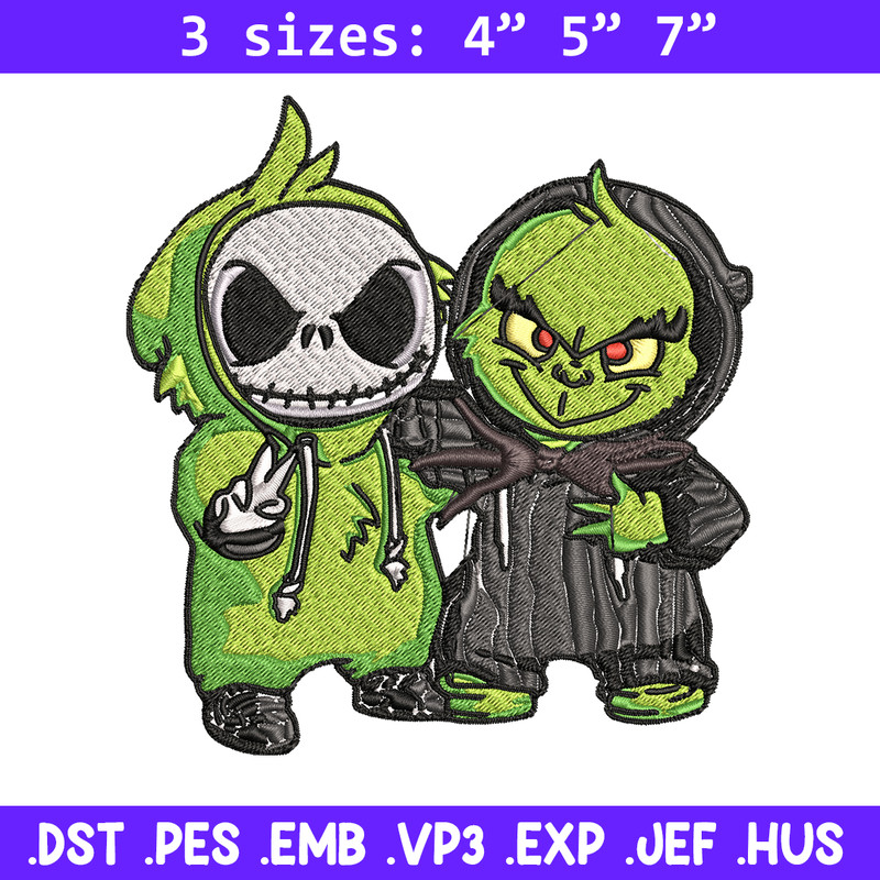 Grinch And Jack Skellington Embroidery design, Grinch Christmas Embroidery, Horror design, logo shirt, Digital download..jpg