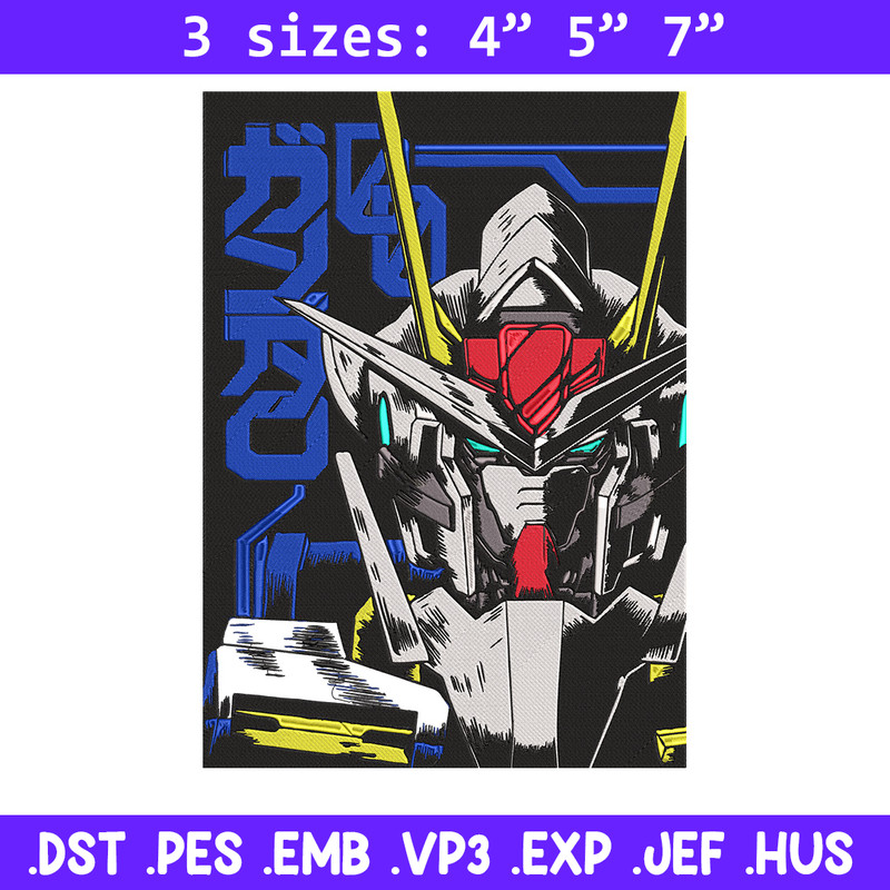 Gundam robot Embroidery Design, Gundam Embroidery, Embroidery File, Anime Embroidery,Anime shirt, Digital download.jpg