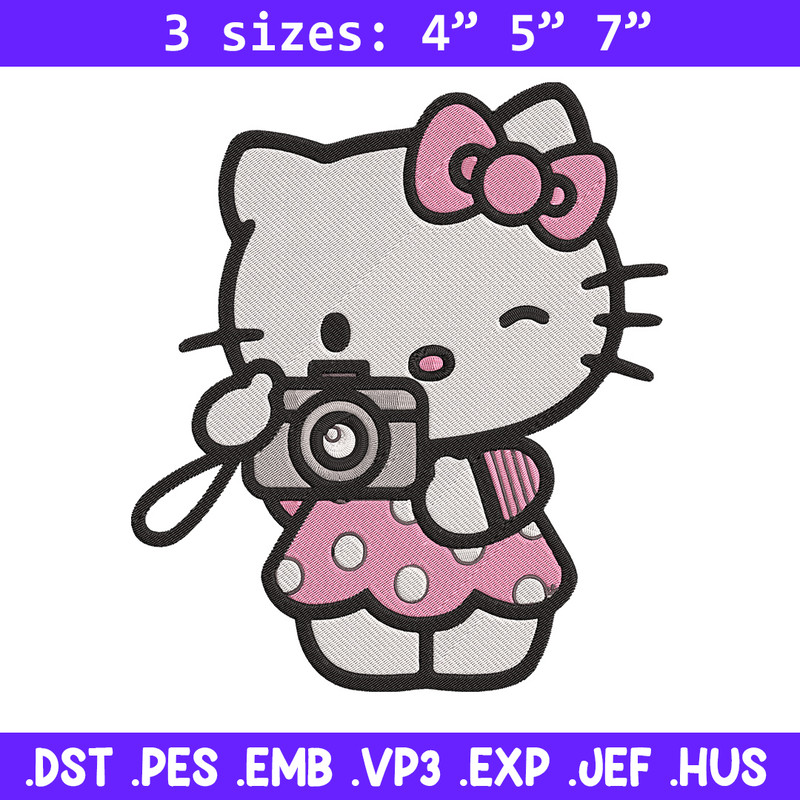 Hello kitty camera Embroidery Design, Hello kitty Embroidery, Embroidery File, Anime Embroidery, Digital download.jpg
