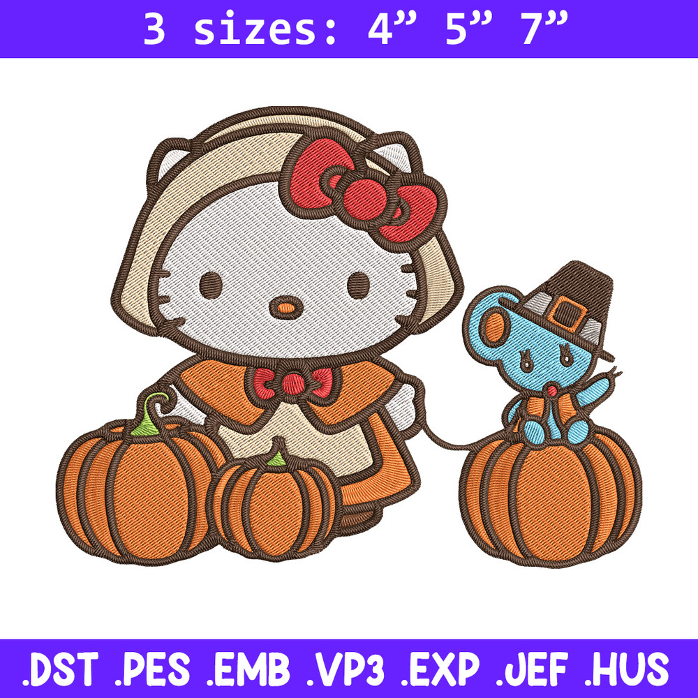 Hello kitty pumpkin Embroidery Design, Hello kitty Embroidery, Embroidery File, Anime Embroidery, Digital download.jpg