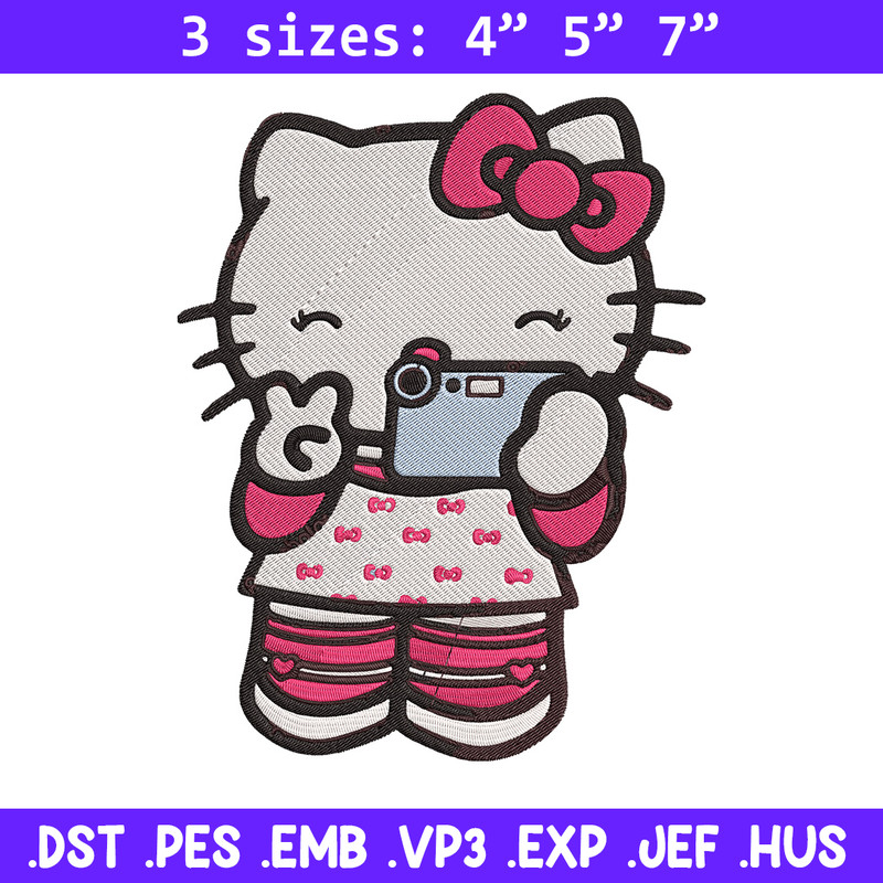Hello kitty selfie Embroidery Design, Hello kitty Embroidery, Embroidery File, Anime Embroidery, Digital download.jpg
