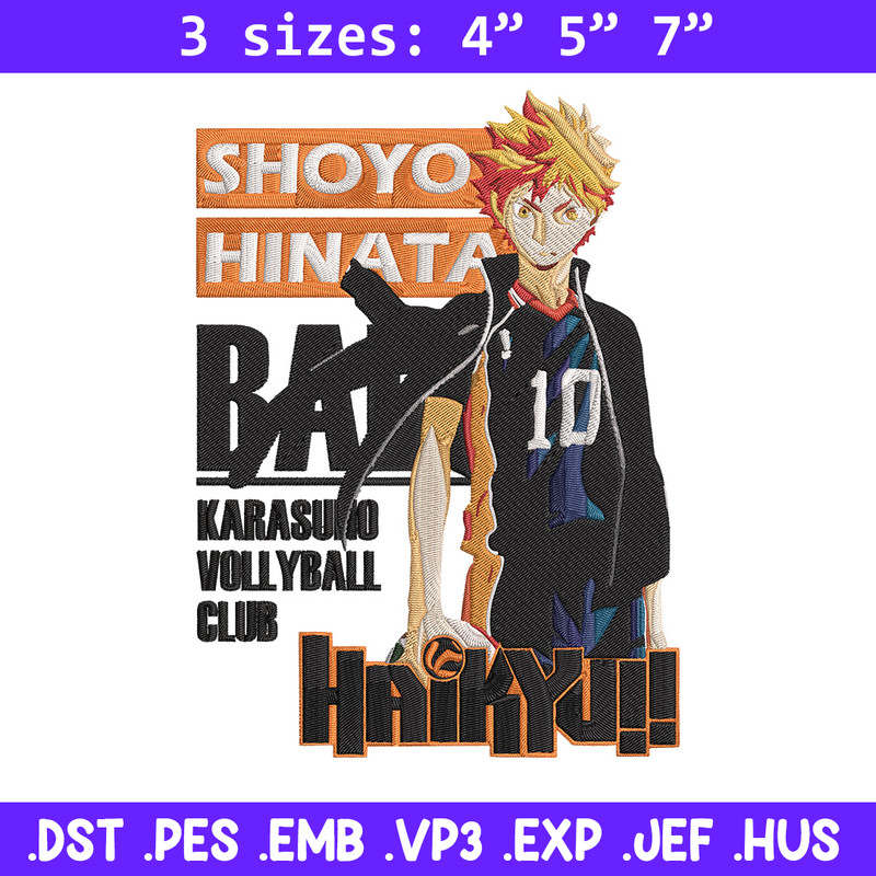 Hinata poster Embroidery Design, Haikyuu Embroidery, Embroidery File, Anime Embroidery, Anime shirt, Digital download.jpg