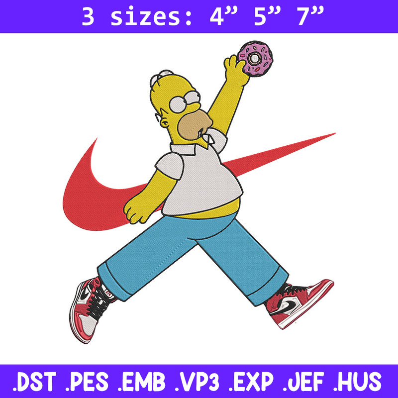 Homer Simpson Embroidery Design, Simpson Embroidery, Embroidery File, Anime Embroidery, Nike shirt, Digital download.jpg