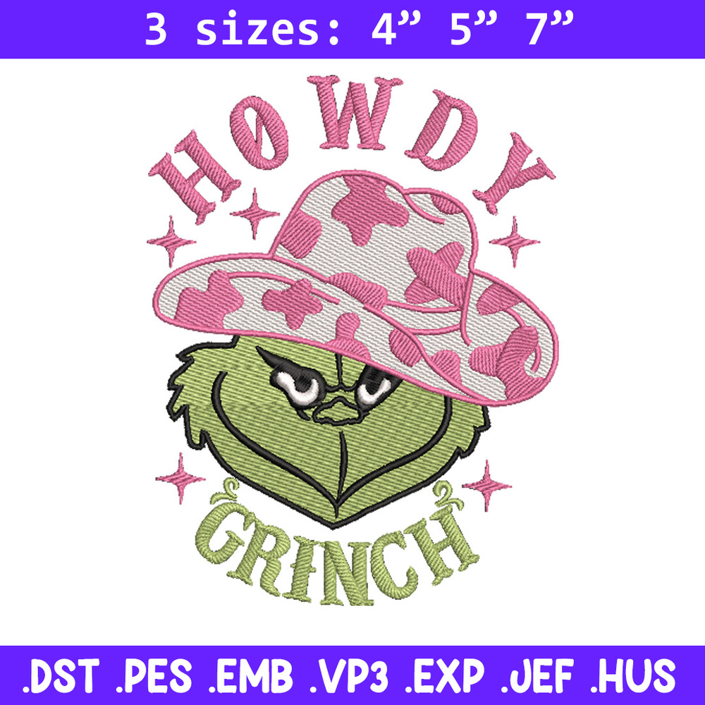 Howdy grinch embroidery design, Grinch embroidery,Chrismas design, Embroidery shirt, Embroidery file, Digital download.jpg