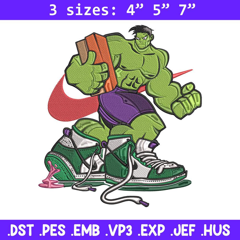Hulk x nike Embroidery Design, Marvel Embroidery, Embroidery File, Nike Embroidery, Anime shirt, Digital download.jpg
