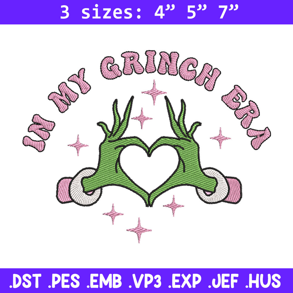 In my Grinch era embroidery design, Grinch embroidery, Chrismas design,Embroidery shirt,Embroidery file,Digital download.jpg