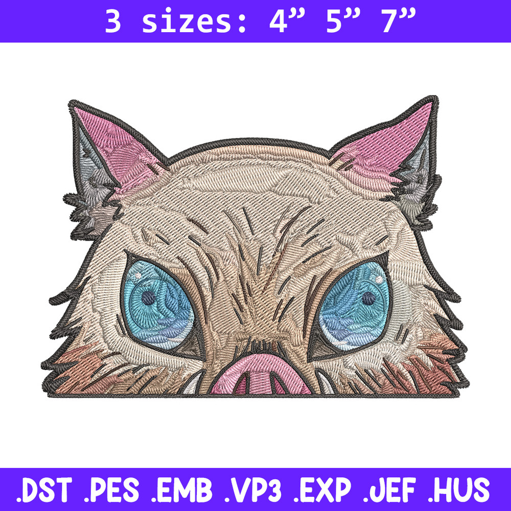 Inosuke Peeker Embroidery Design, Demon slayer Embroidery, Embroidery File, Anime Embroidery, Digital download..jpg