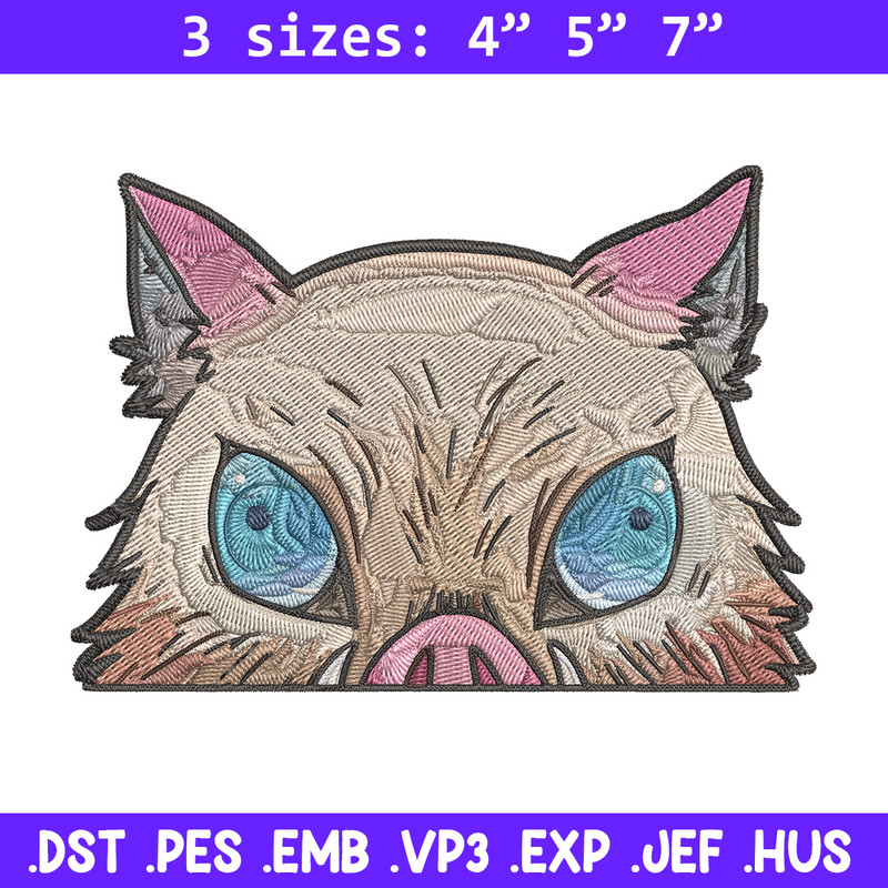 Inosuke Peeker Embroidery Design, Demon slayer Embroidery, Embroidery File, Anime Embroidery, Digital download..jpg