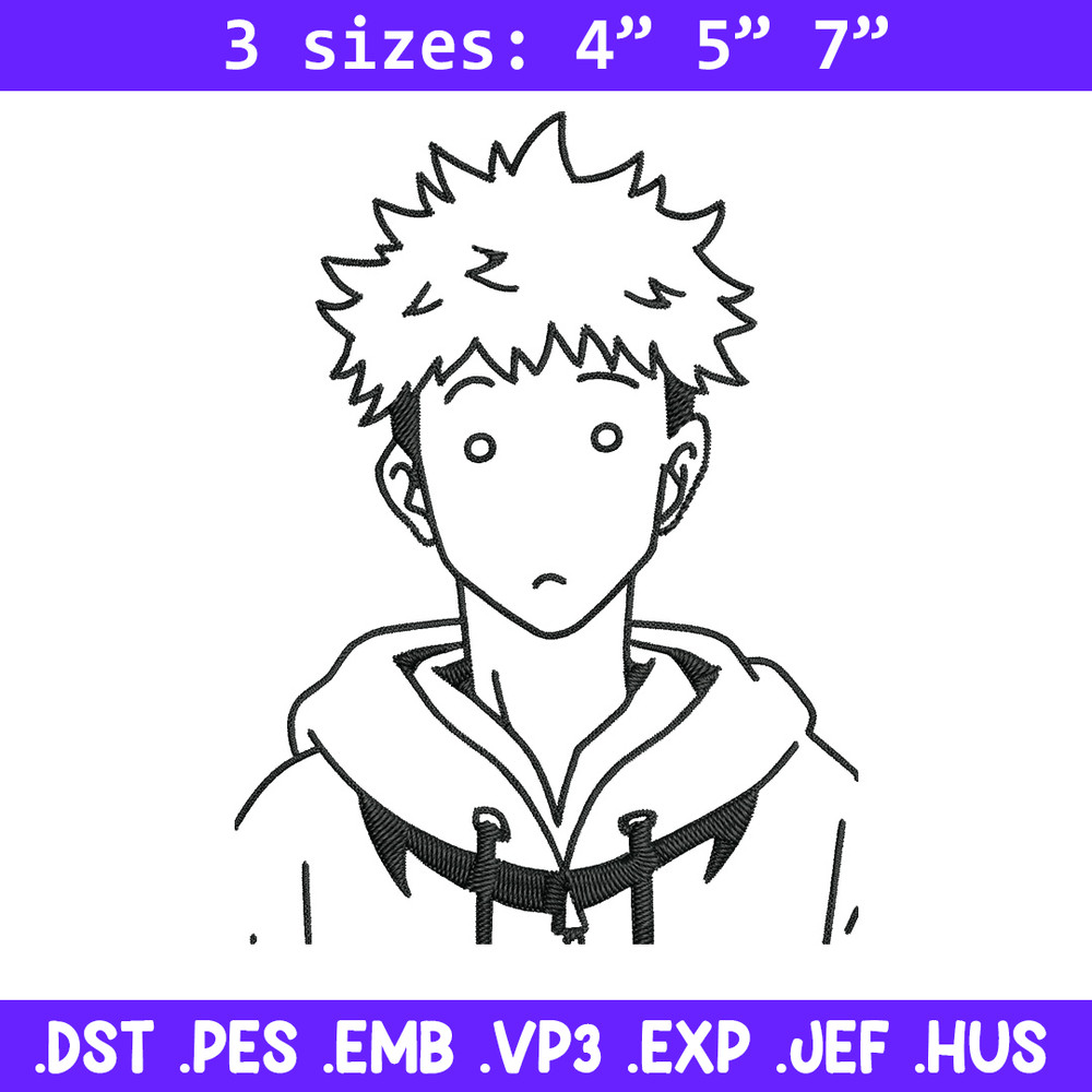 Itadori Yuji Embroidery Design,Jujutsu Embroidery, Embroidery File, Anime Embroidery, Anime shirt, Digital download.jpg