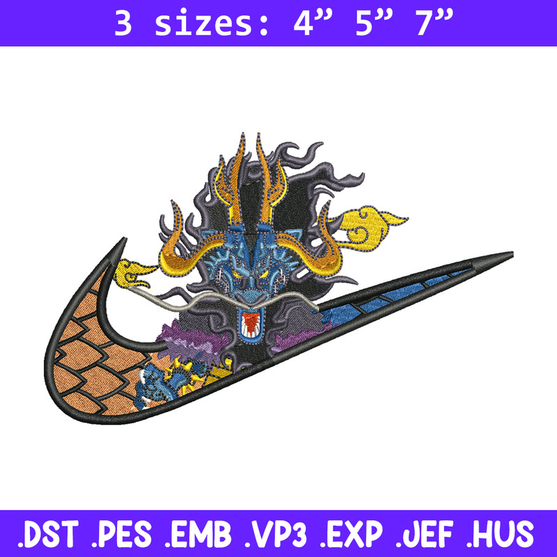 Kaido Nike embroidery design, One Piece embroidery, nike design, anime design, anime shirt, Digital download.jpg