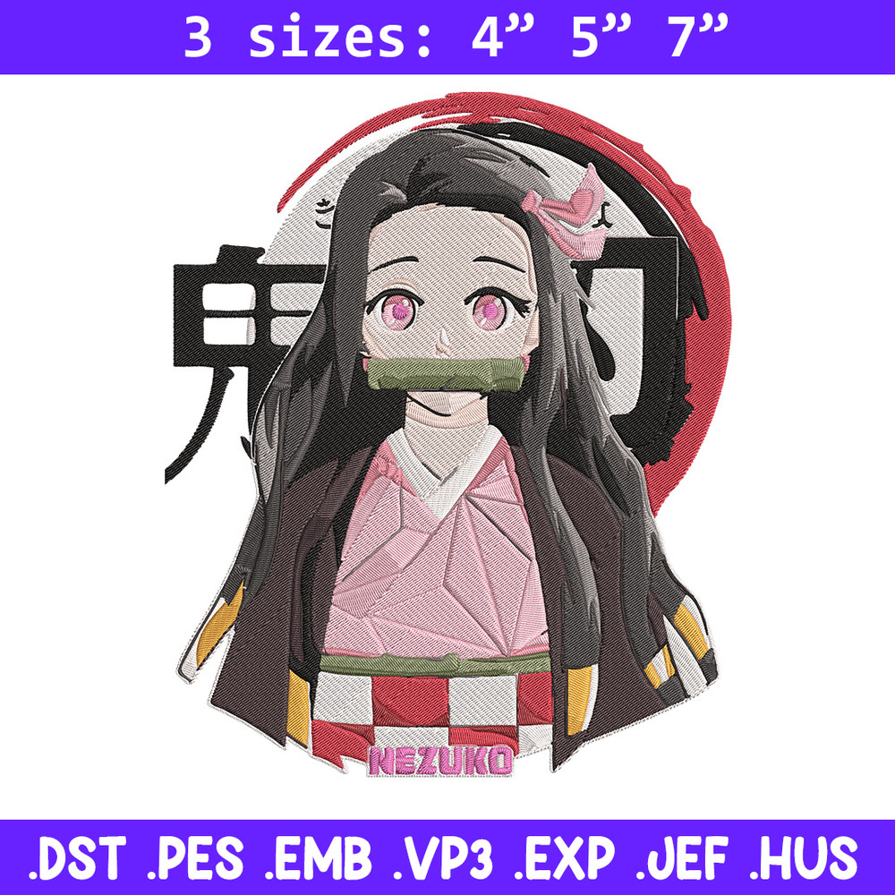 Kamado nezuko Embroidery Design, Demon slayer Embroidery, Embroidery File, Anime Embroidery, Digital download.jpg
