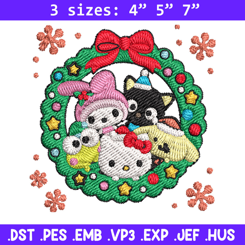 Kitty friends Embroidery Design,Hello kitty Embroidery,Embroidery File,Chrismas Embroidery,Anime shirt, Digital download.jpg