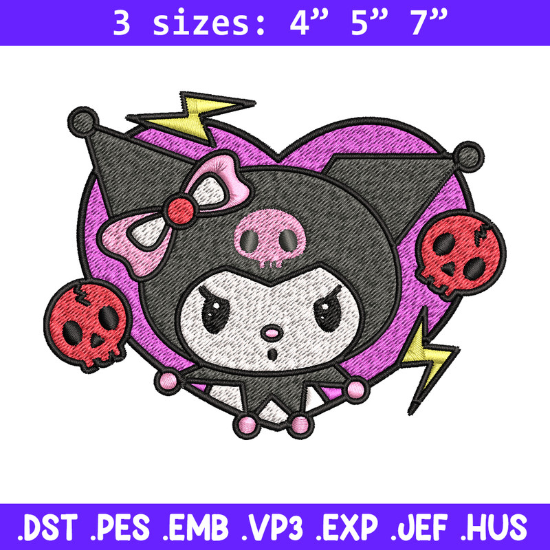 Kuromi Embroidery design, Hello Kitty Embroidery, cartoon design, Embroidery File, cartoon shirt, Digital download.jpg