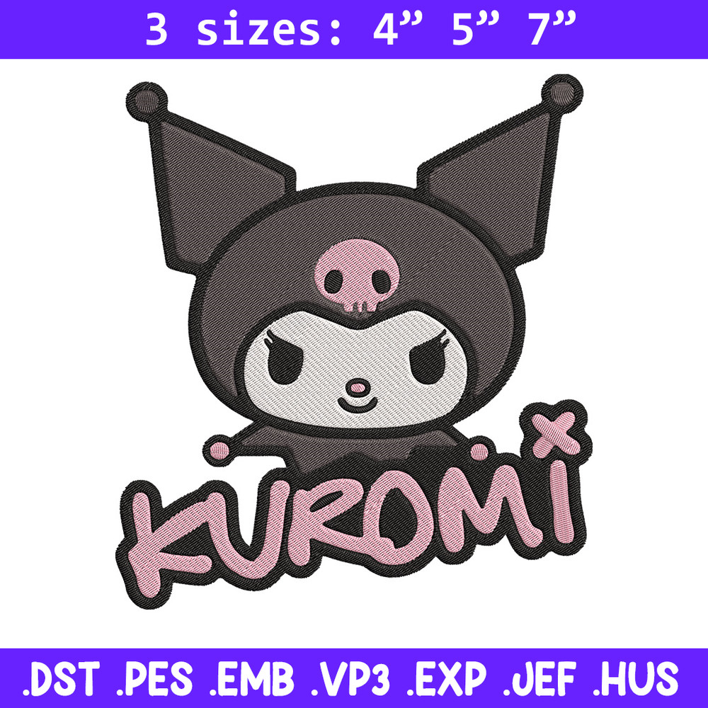 Kuromi logo Embroidery Design, Hello kitty Embroidery, Embroidery File, Anime Embroidery, Anime shirt, Digital download..jpg