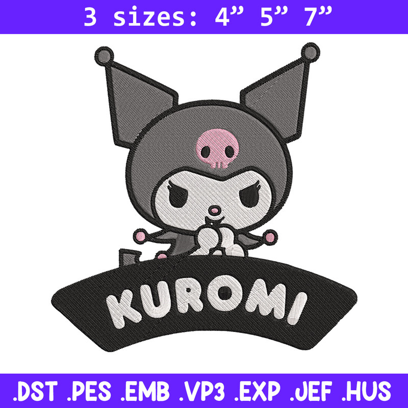 Kuromi logo Embroidery Design, Hello kitty Embroidery, Embroidery File, Anime Embroidery, Anime shirt, Digital download.jpg