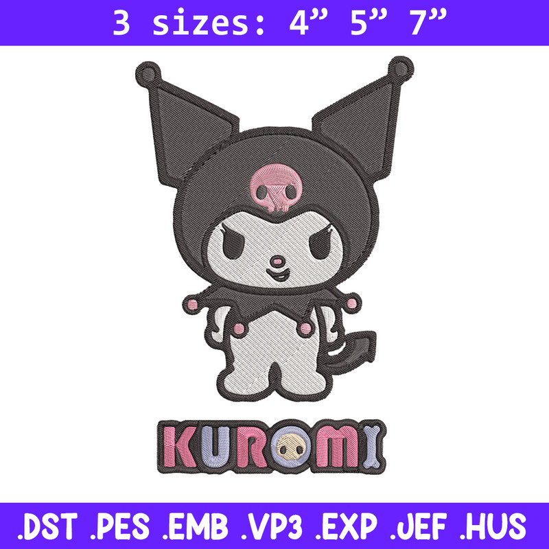 Kuromi logo Embroidery Design, Hello kitty Embroidery, Embroidery File,Anime Embroidery, Anime shirt, Digital download.jpg