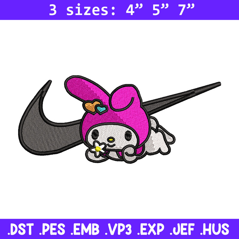 Kuromi Nike embroidery design, Hello kitty embroidery, Nike design, cartoon design, cartoon shirt, Digital download.jpg