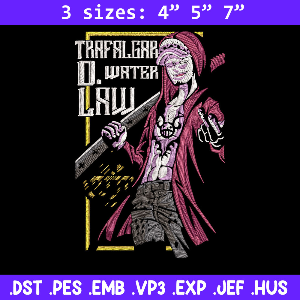 Law poster Embroidery Design, One piece Embroidery, Embroidery File,Anime Embroidery, Anime shirt, Digital download..jpg