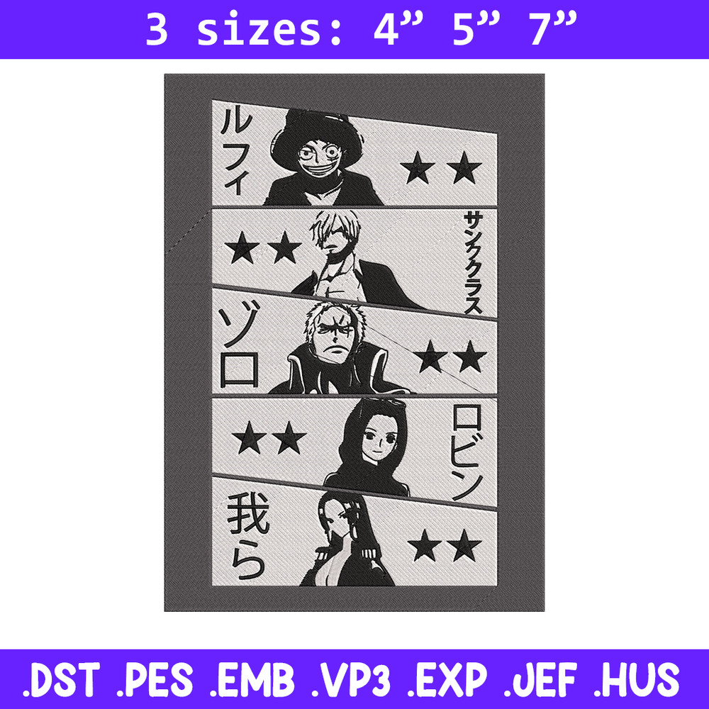 Luffy friends Embroidery Design, One piece Embroidery, Embroidery File, Anime Embroidery, Anime shirt, Digital download.jpg