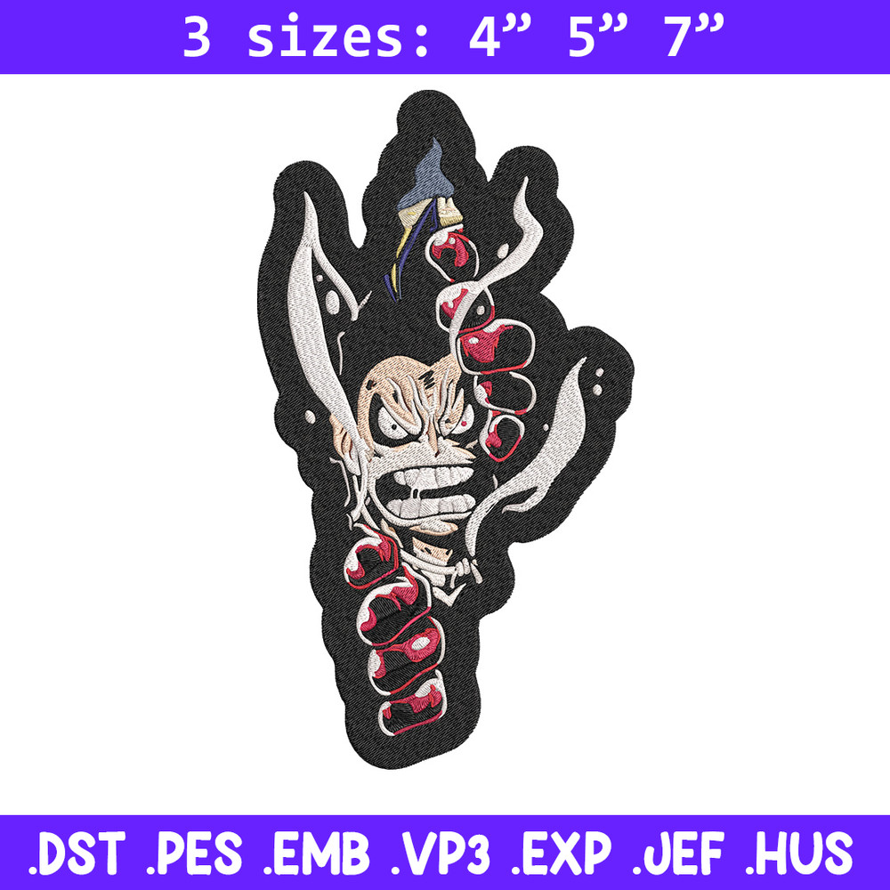 Luffy gear 4 Embroidery Design, One piece Embroidery, Embroidery File, Anime Embroidery, Anime shirt, Digital download.jpg