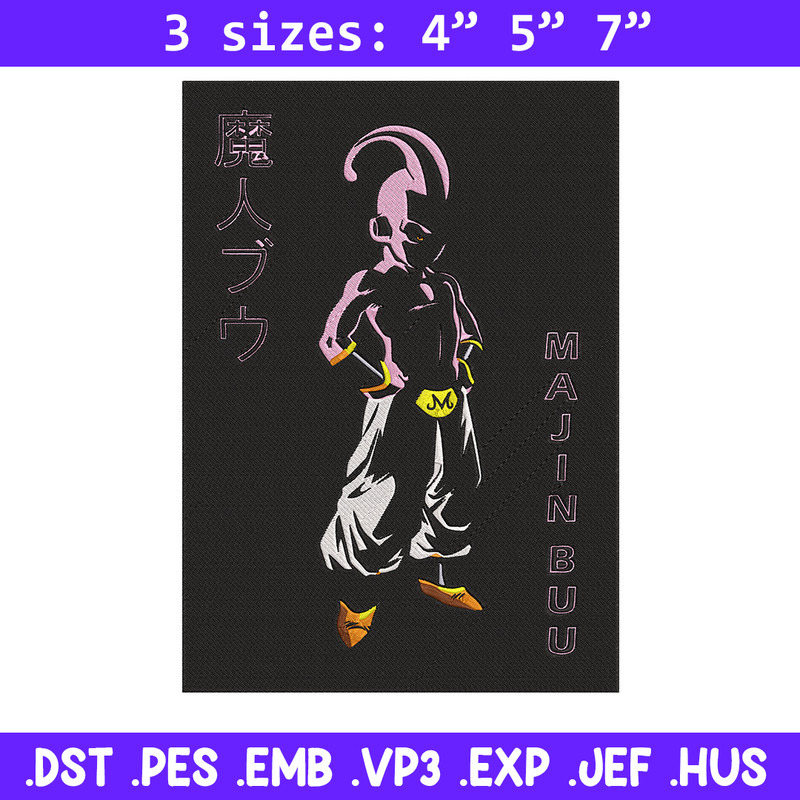 Majin Buu Embroidery Design, Dragonball Embroidery, Embroidery File, Anime Embroidery, Anime shirt, Digital download.jpg