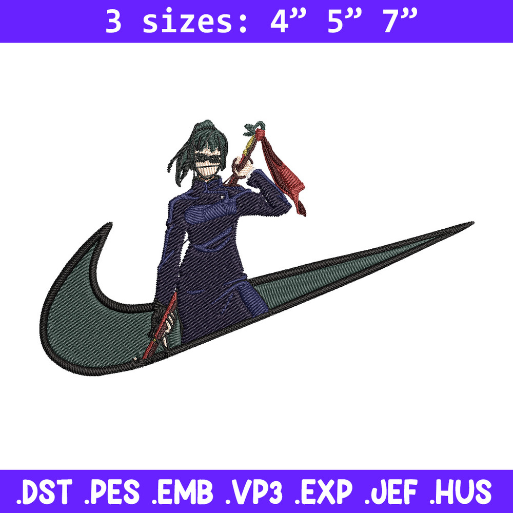 Maki x nike Embroidery Design, Jujutsu Embroidery, Embroidery File, Nike Embroidery, Anime shirt, Digital download.jpg