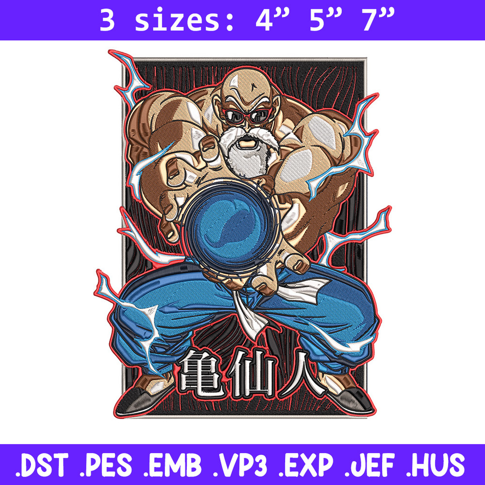 Master Roshi Embroidery Design, Dragonball Embroidery, Embroidery File, Anime Embroidery, Anime shirt, Digital download..jpg
