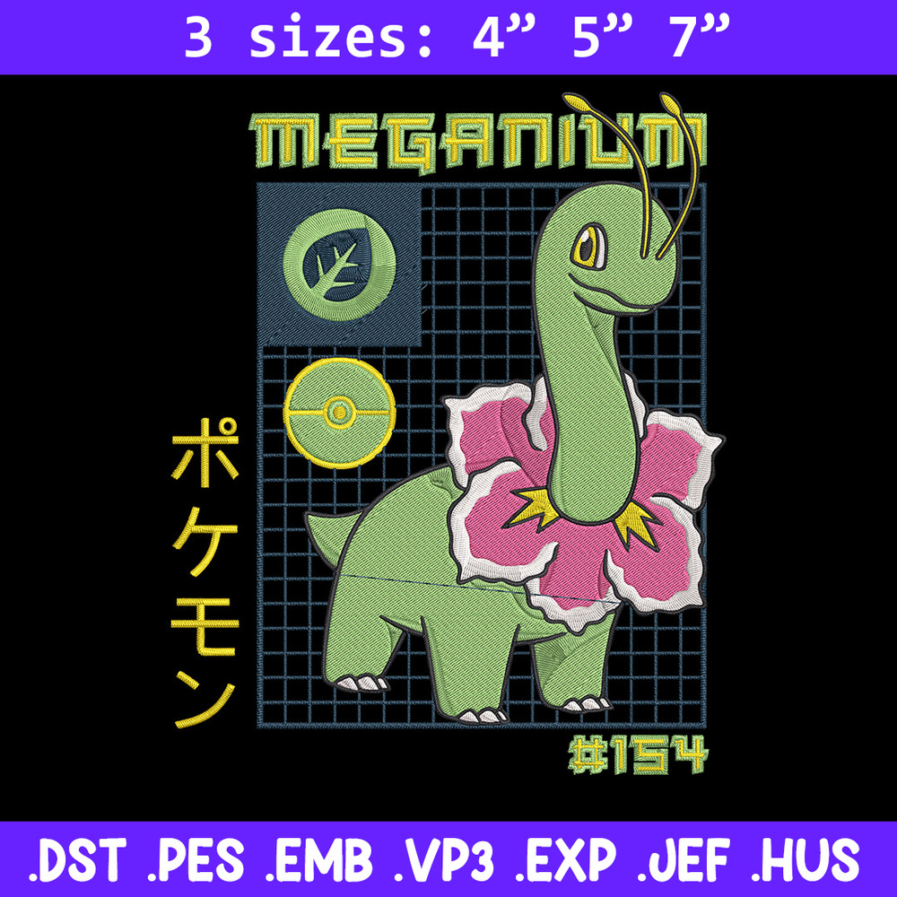 Meganium poster Embroidery Design, Pokemon Embroidery, Embroidery File, Anime Embroidery, Anime shirt, Digital download.jpg