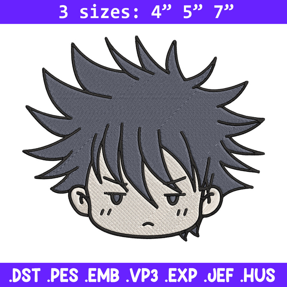 Megumi chibi Embroidery Design, Jujutsu Embroidery, Embroidery File, Anime Embroidery, Anime shirt,Digital download.jpg