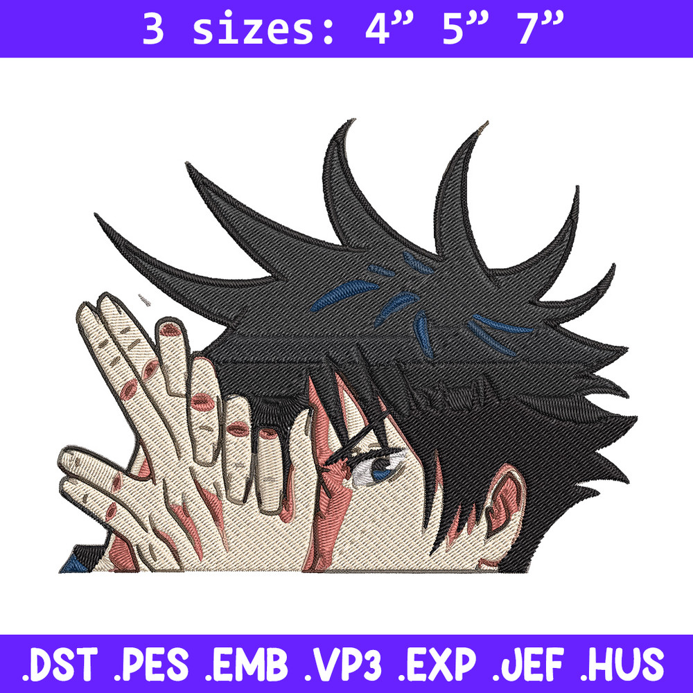 Megumi Peeker Embroidery Design, Jujutsu Embroidery, Embroidery File, Anime Embroidery, Anime shirt, Digital download.jpg