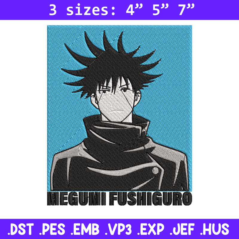 Megumi poster Embroidery Design, Jujutsu Embroidery, Embroidery File, Anime Embroidery, Anime shirt, Digital download.jpg