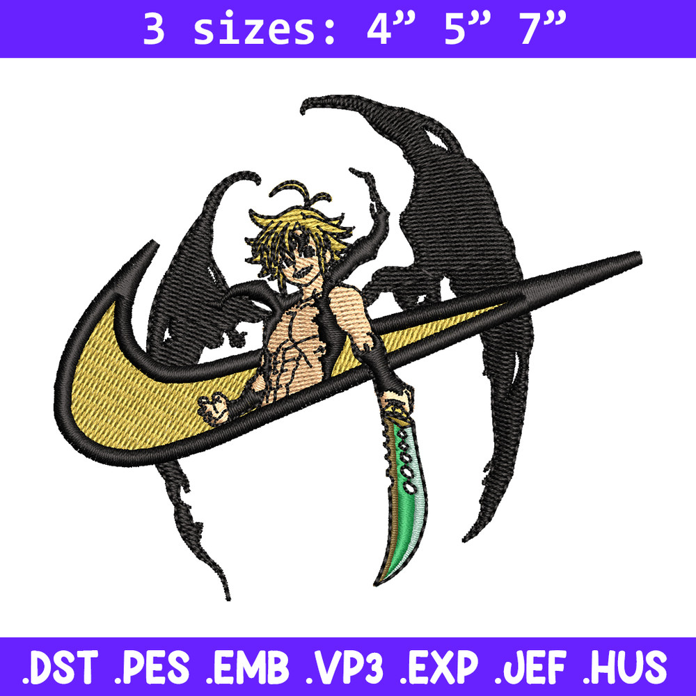 Meliodas Nike embroidery design, Nanatsu no Taizai embroidery, Nike design, anime design, anime shirt, Digital download.jpg
