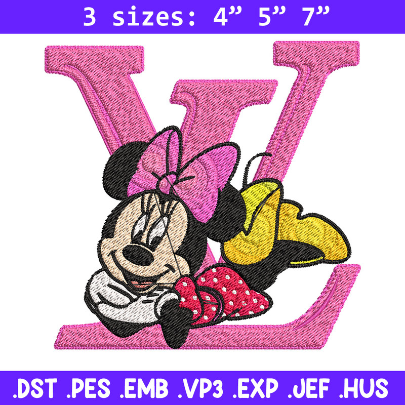 Minnie pink lv Embroidery Design, Lv Embroidery, Brand Embroidery, Embroidery File, Logo shirt, Digital download.jpg