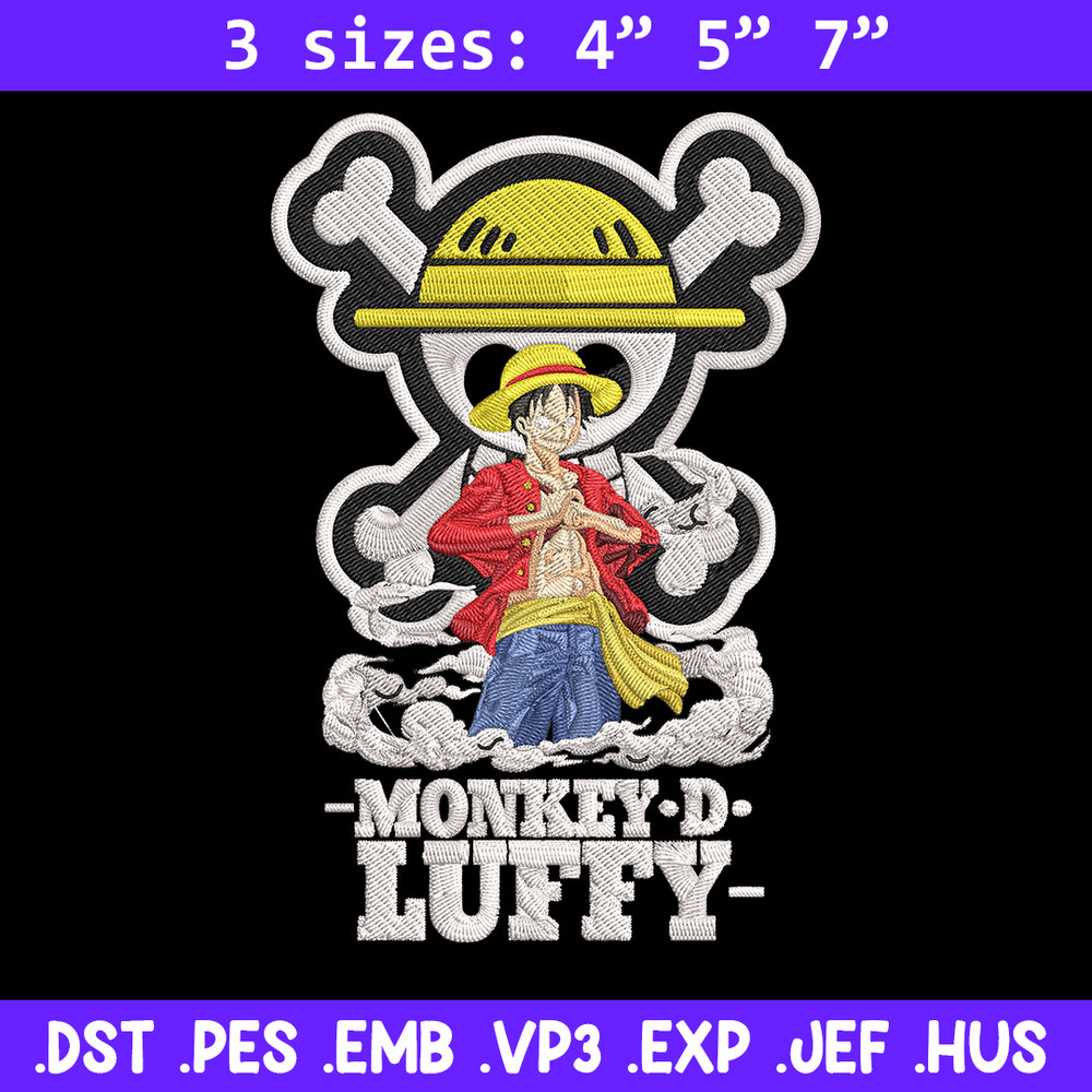 Monkey D Luffy Embroidery Design,One piece Embroidery, Embroidery File, Anime Embroidery, Anime shirt, Digital download.jpg