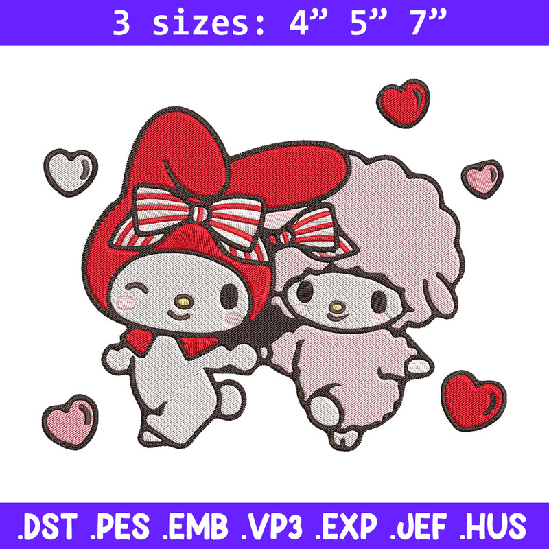 My Melody love Embroidery Design, Hello kitty Embroidery, Embroidery File, Anime Embroidery,Anime shirt,Digital download.jpg