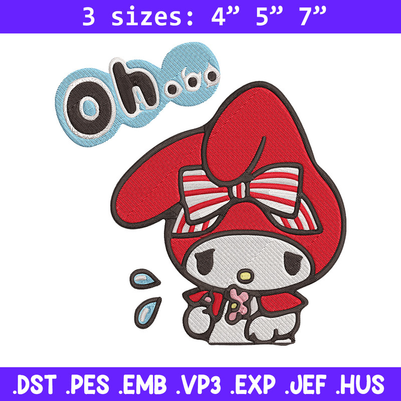 My Melody sad Embroidery Design, Hello kitty Embroidery, Embroidery File, Anime Embroidery, Digital download.jpg