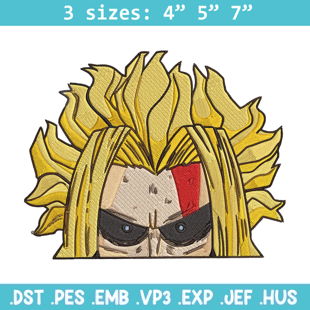 All Might Peeker Embroidery Design, Mha Embroidery, Embroidery File, Anime Embroidery, Anime shirt, Digital download.jpg