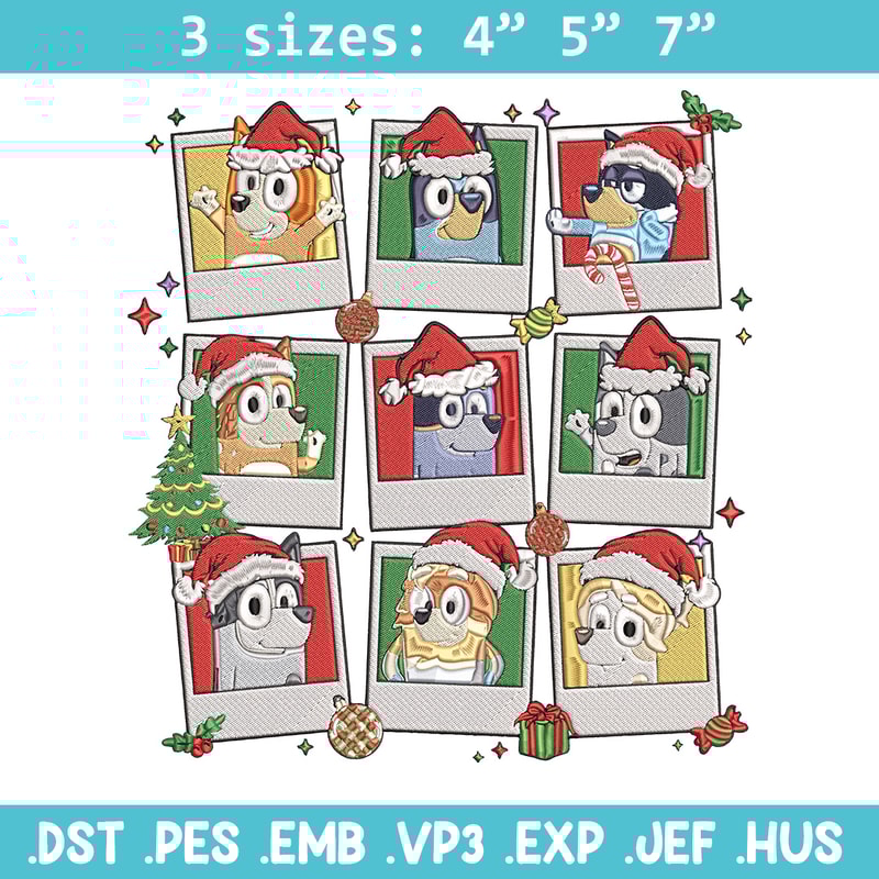 Bluey chrismas Embroidery Design, Bluey Embroidery, Embroidery File, Anime Embroidery, Anime shirt, Digital download.jpg